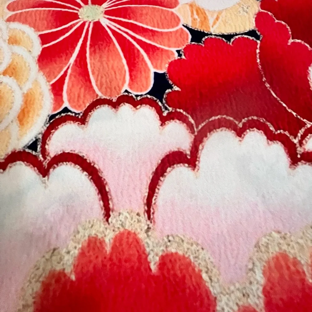 “Antique Japanese Flowers” Pink White Wild Roses Kimono Style Shower Curtain